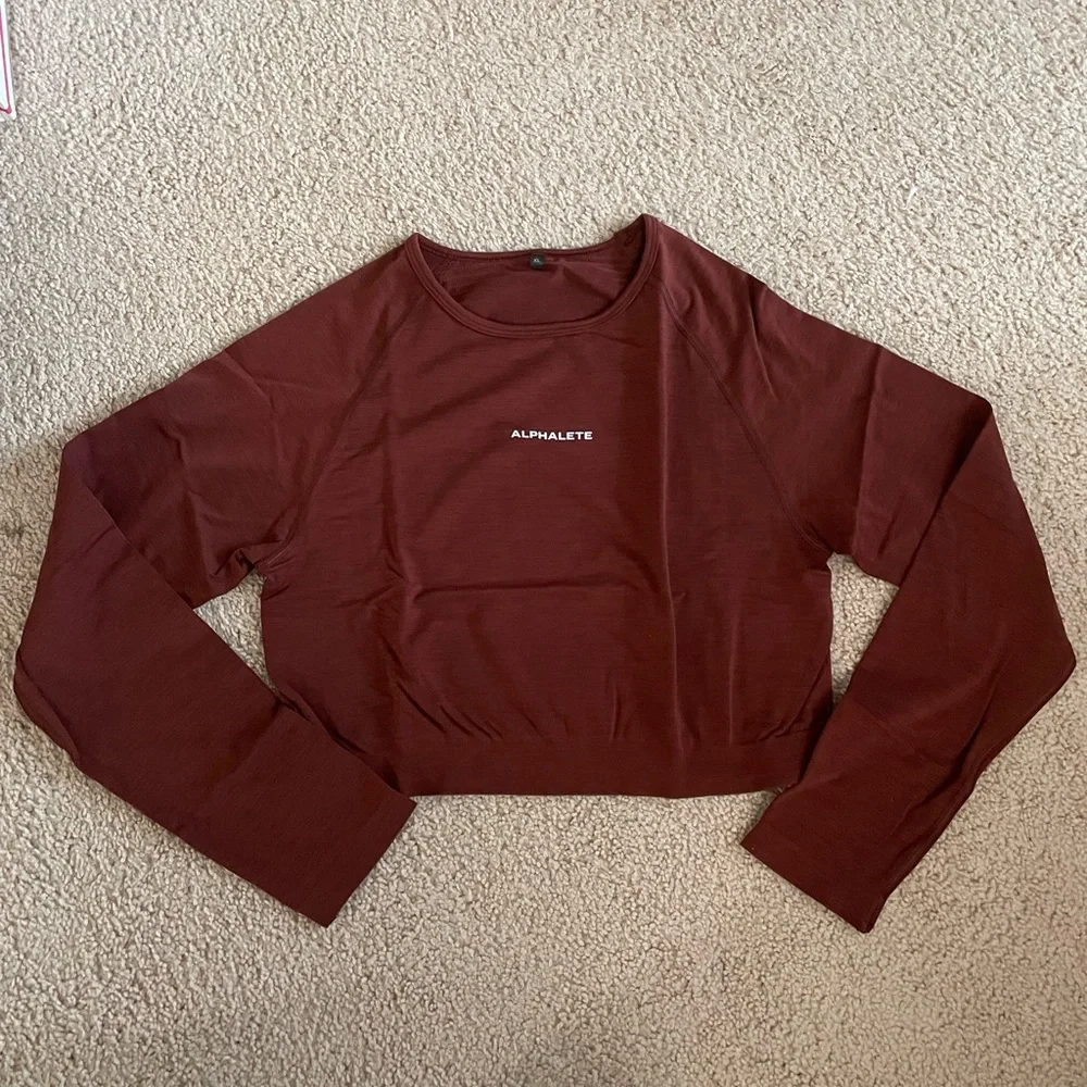 Alphalete Women's Amplify Long Sleeve Crop Top - Copper NWT - Picture 3 of 7